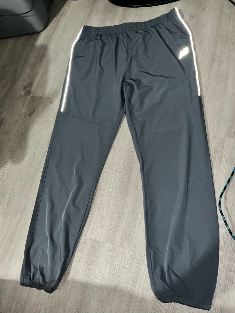 New Balance Black/Gray track joggers with White Logo and Stripe Accents